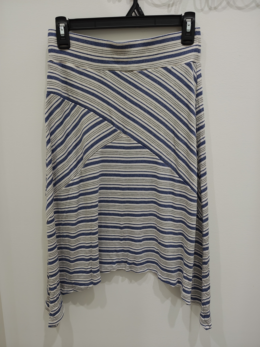 Striped Blue and Cream Knit Skirt